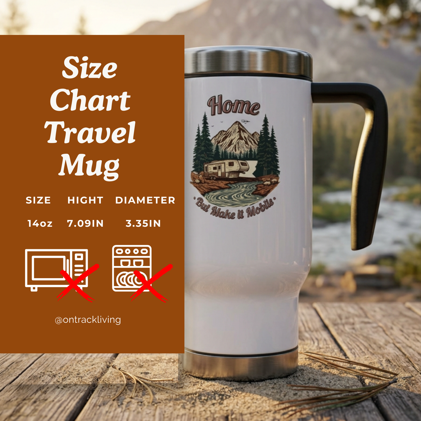 Home But Make It Mobile — 5th Wheel Travel Mug with Handle | 14oz