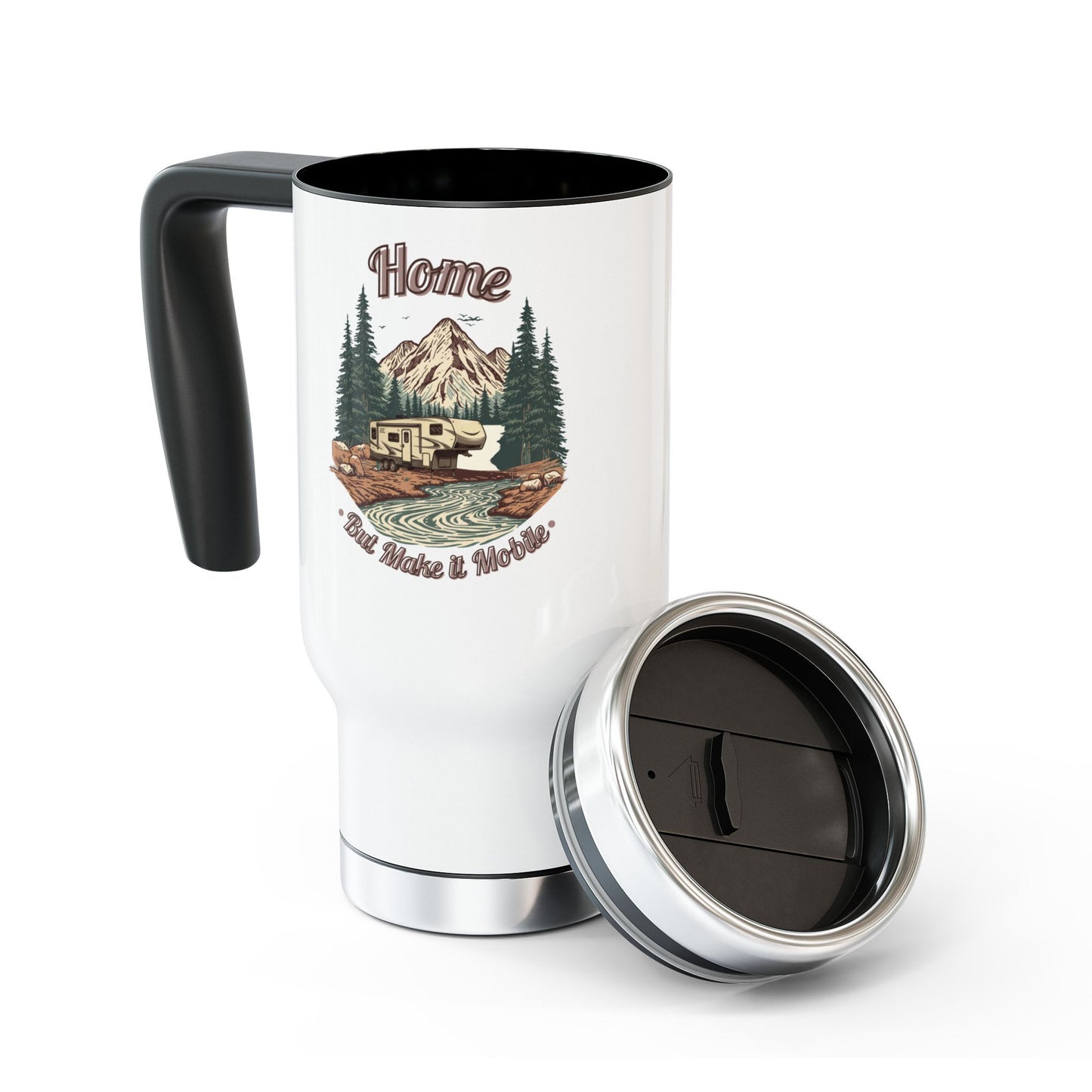 Home But Make It Mobile — Modern 5th Wheel Travel Mug with Handle | 14oz