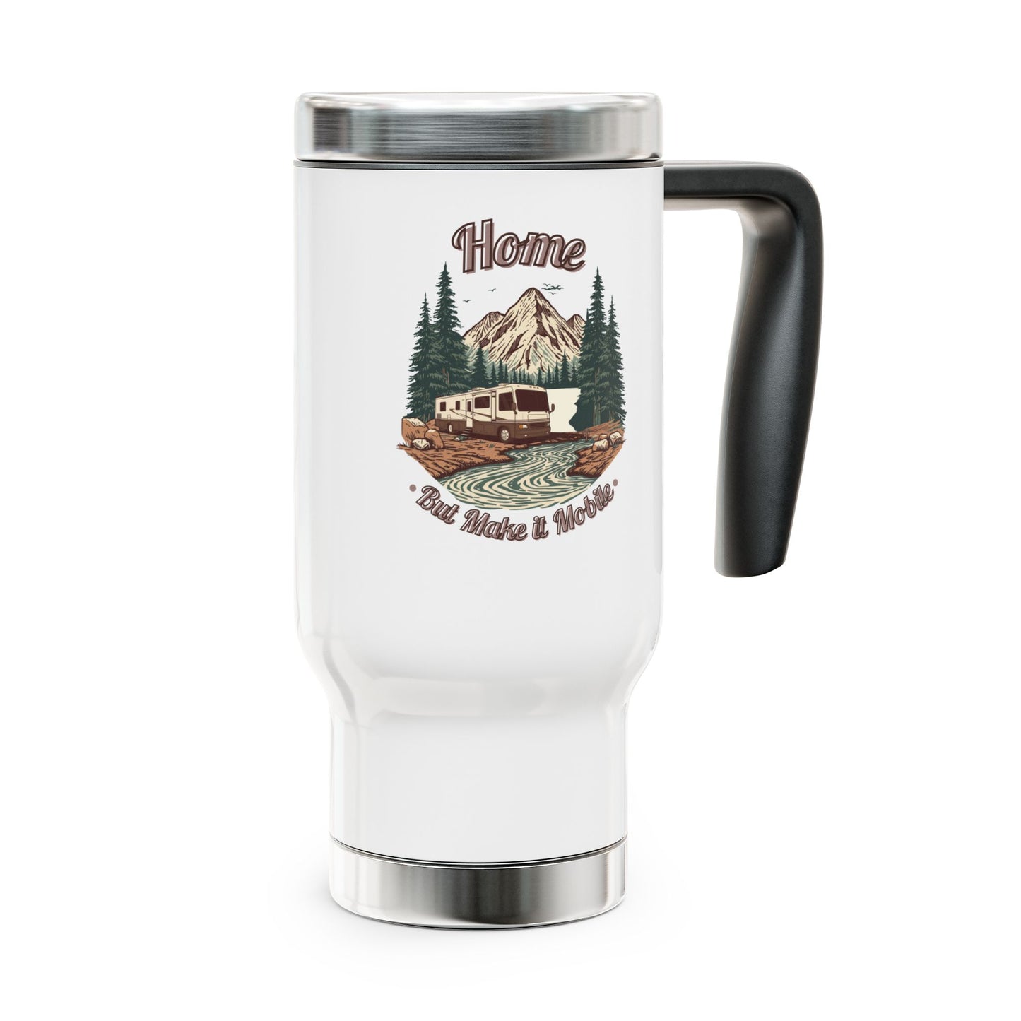 Home But Make It Mobile — Modern Class A Motorhome Travel Mug with Handle | 14oz