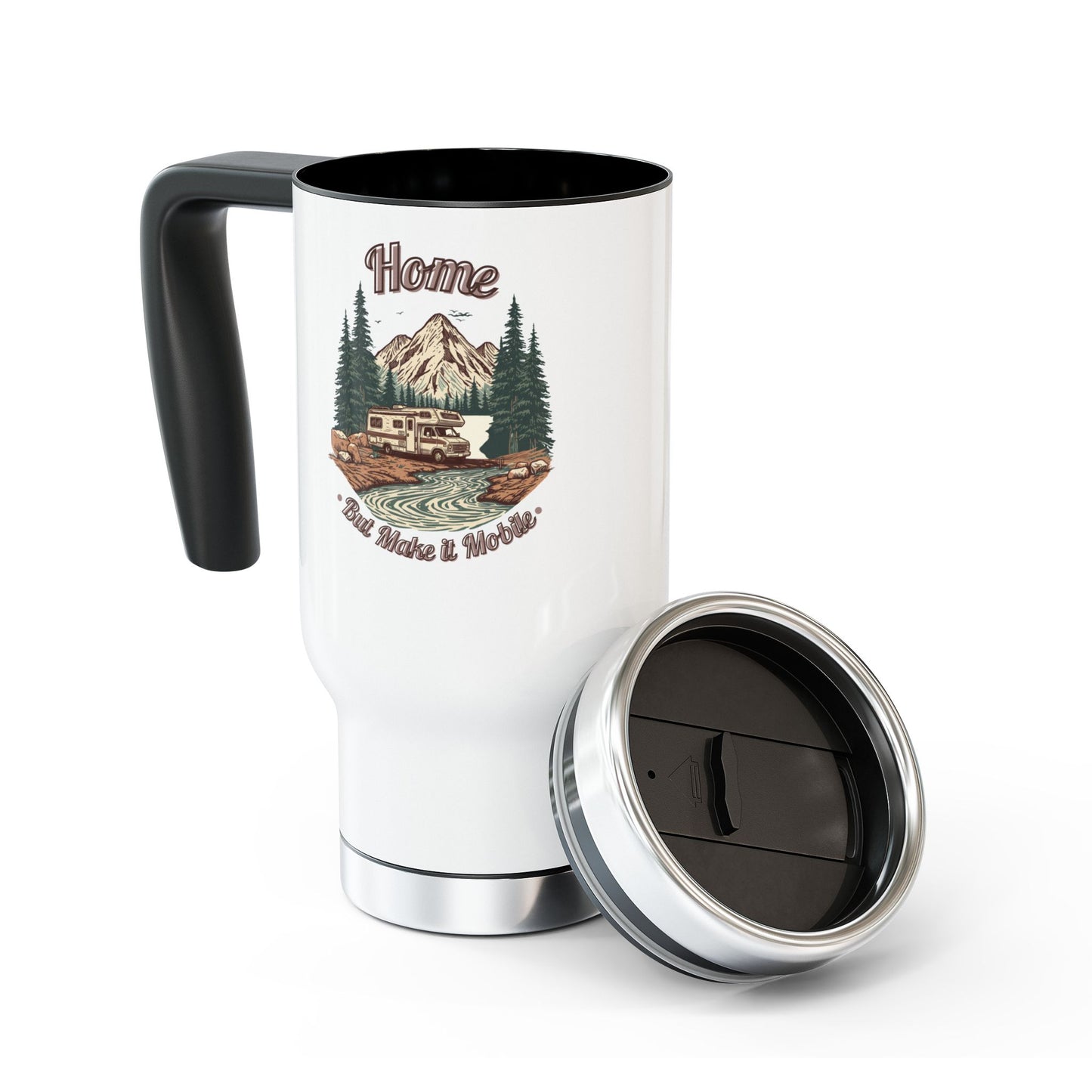 Home But Make It Mobile — Class C Motorhome Travel Mug with Handle | 14oz
