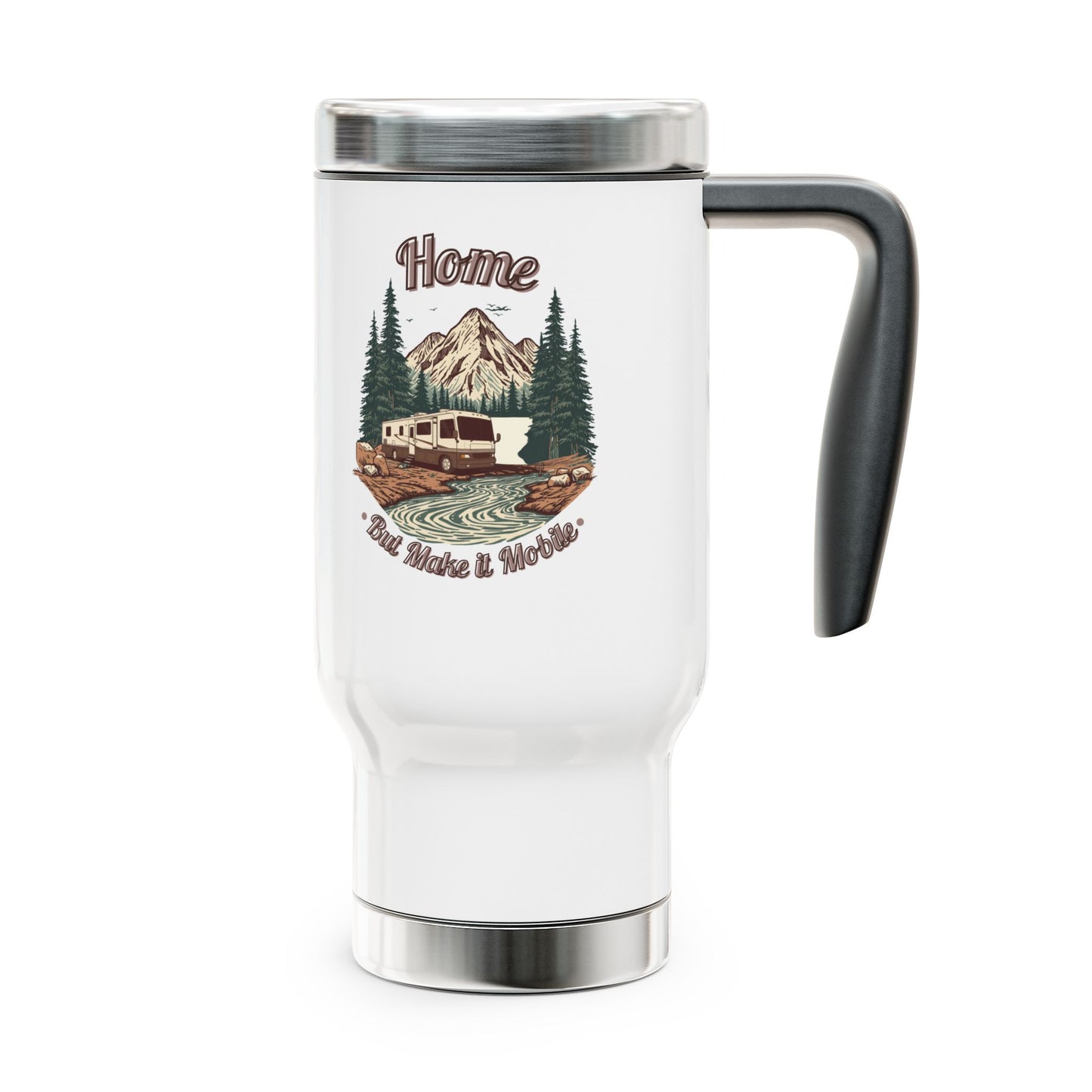 Home But Make It Mobile — Modern Class A Motorhome Travel Mug with Handle | 14oz